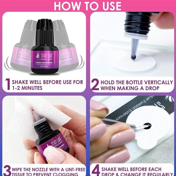 Lightning Speed Eyelash Extensions Glue - Fast Dry 0.3 Sec & 6-8 Weeks Retention - Picture 7 of 9